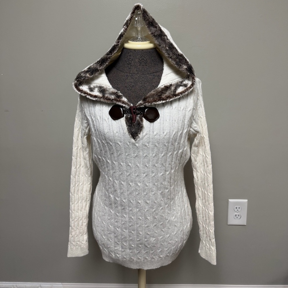 Y2k fur hooded sweater